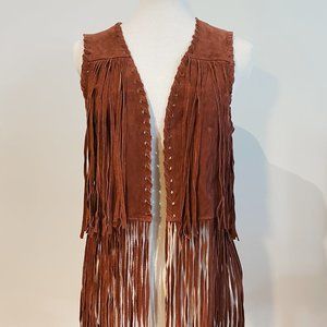 Forever 21 Brown Suede Fringe Vest Size Small